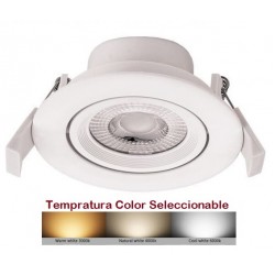 Foco Downlight LED Orientable Redondo Blanco Ø90mm 7w CCT Seleccionable